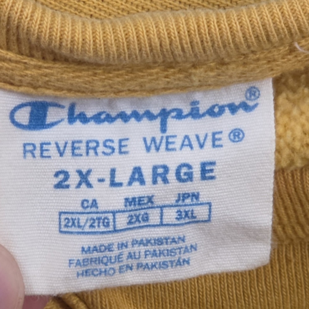 Champion Reverse Weave Lycoming College Sweatshirt Men 2XL Mustard Yellow School - Picture 6 of 10
